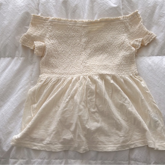 Old Navy Cream Off-Shoulder Smocked Top - Picture 2 of 8
